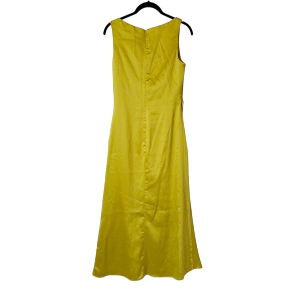 Mac Duggal Leena Satin Ruched V Neck Faux Wrap Midi Dress Womens Size 2 - Picture 3 of 5